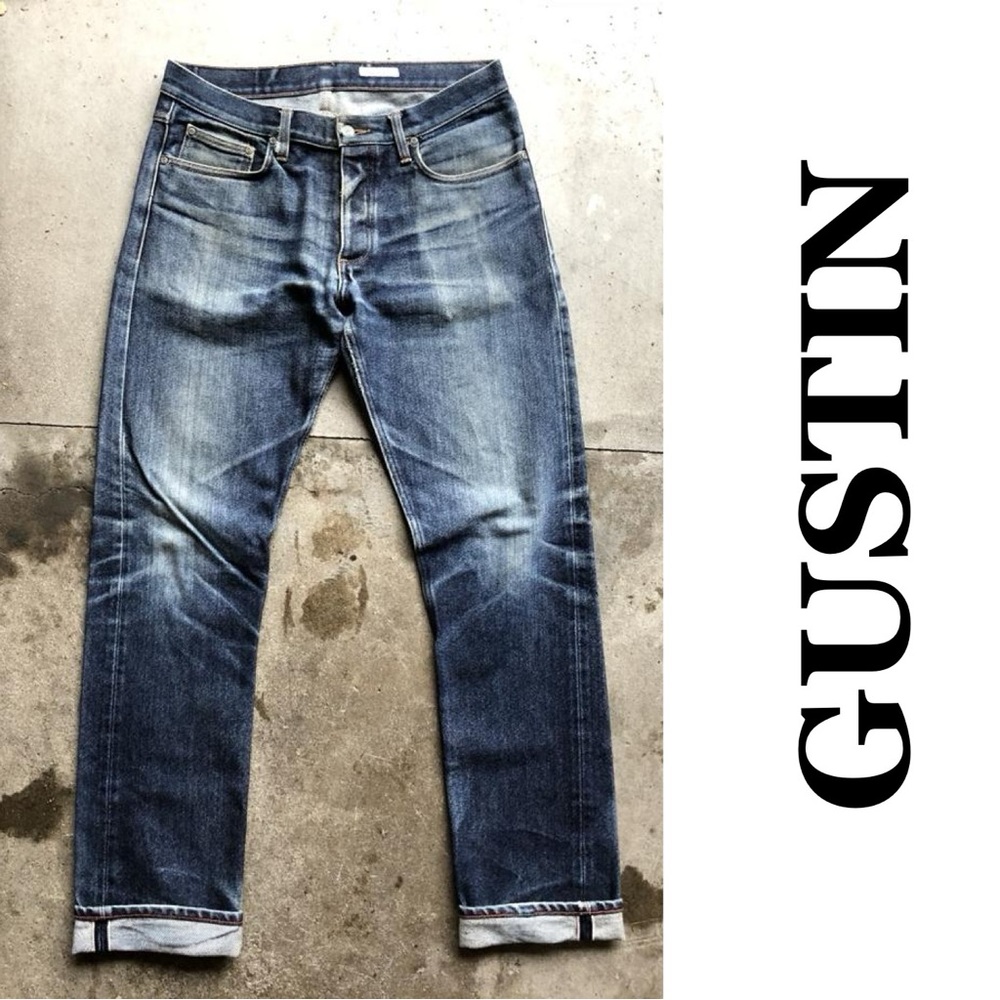 Gustin Slim Selvedge Denim Jeans Raw Indigo Size 33